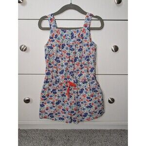 Mini Boden Red, White, Blue Floral Romper 1 1/2 - 2 year size